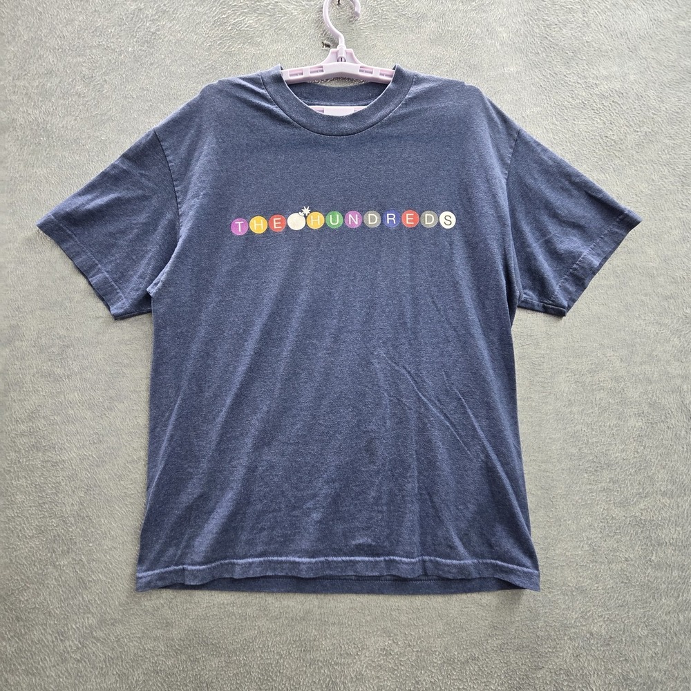 The Hundreds Men Shirt L Blue Graphic Logo Spellout Streetwear Short Sleeve